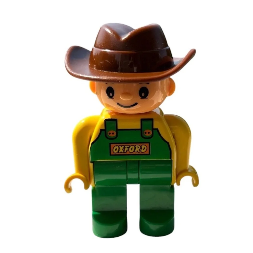 Vintage 90s Duplo Lego Figure Oxford Cowboy Farmer Green Overalls Town Community